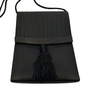 Valerie Stevens Elegant Black Tassel Evening Bag